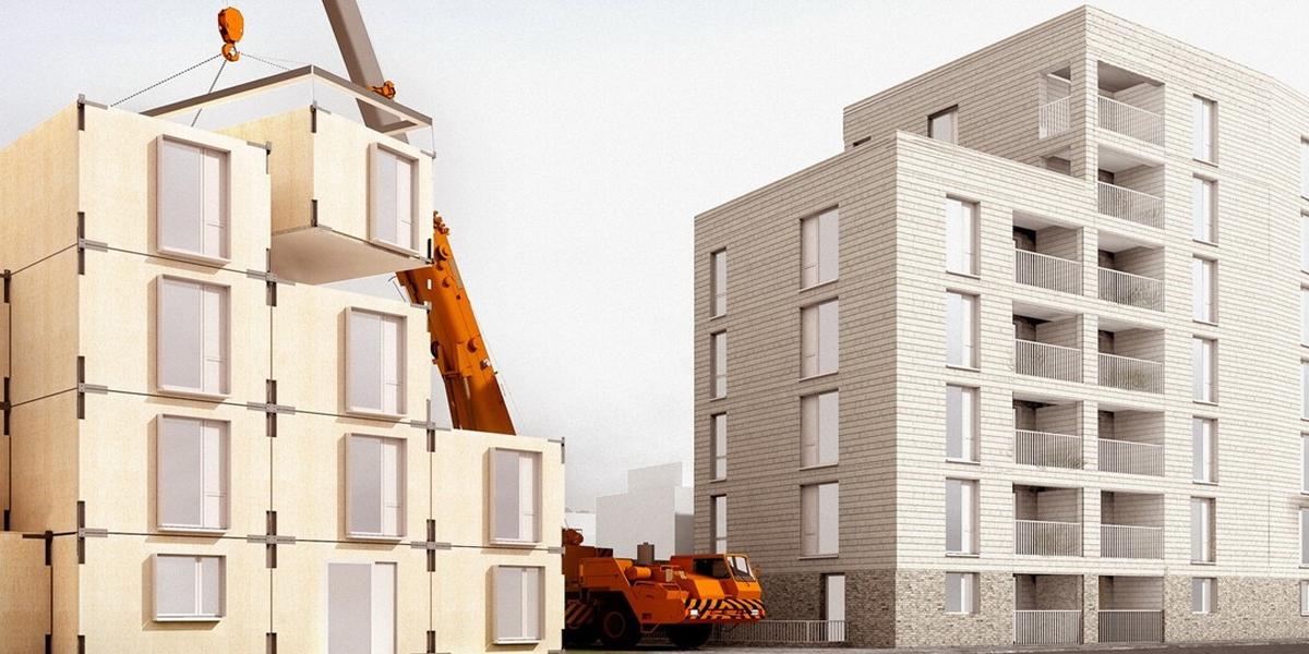 Projet Watts Grove, des maisons modulaires en CLT © Waugh Thistleton Architects