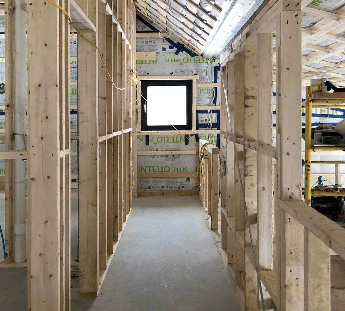 Maison Passive Saltbox Construction, gros oeuvre vue intérieure