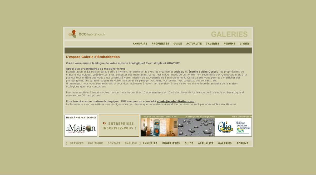 Archive du site web Écohabitation, 2004