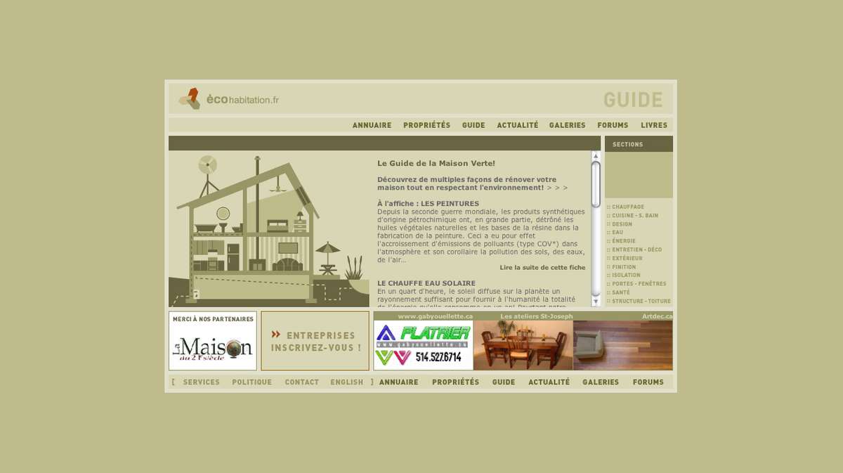 Archive du site web Écohabitation, 2004