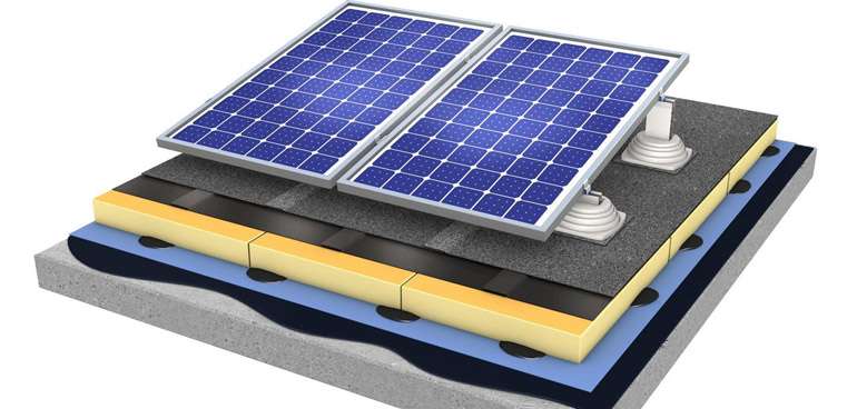 fixation panneau solaire pour toit plat, sans percer la membrane
