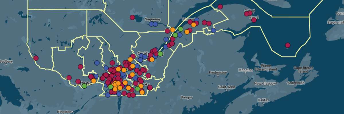 La mérule pleureuse au Québec : Carte de contamination par municipalité