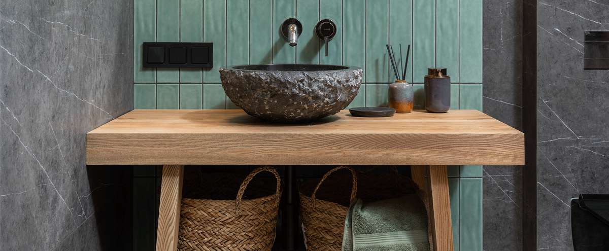 Comptoir salle de bain en bois