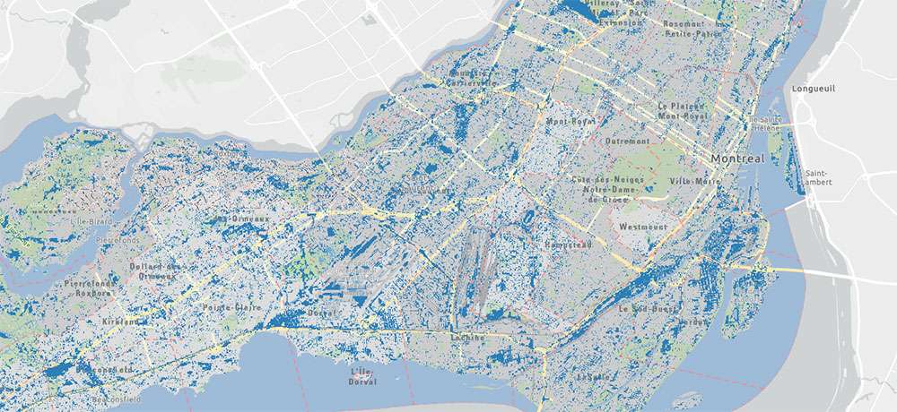 Zones susceptibles aux inondations à Montréa;