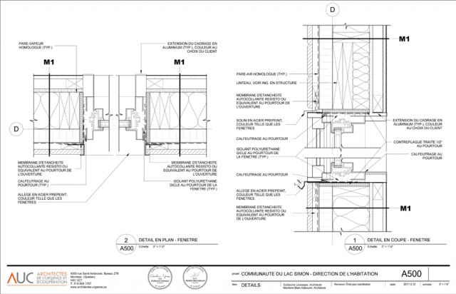 Plans de la maison, détails de l'enveloppe