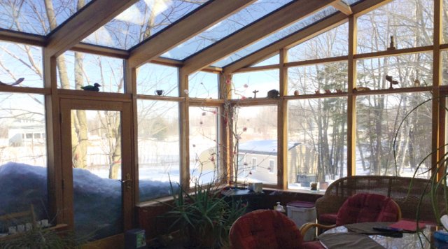 intérieur du solarium en hiver