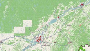 Principales concentrations d’îlots de chaleur au Québec.