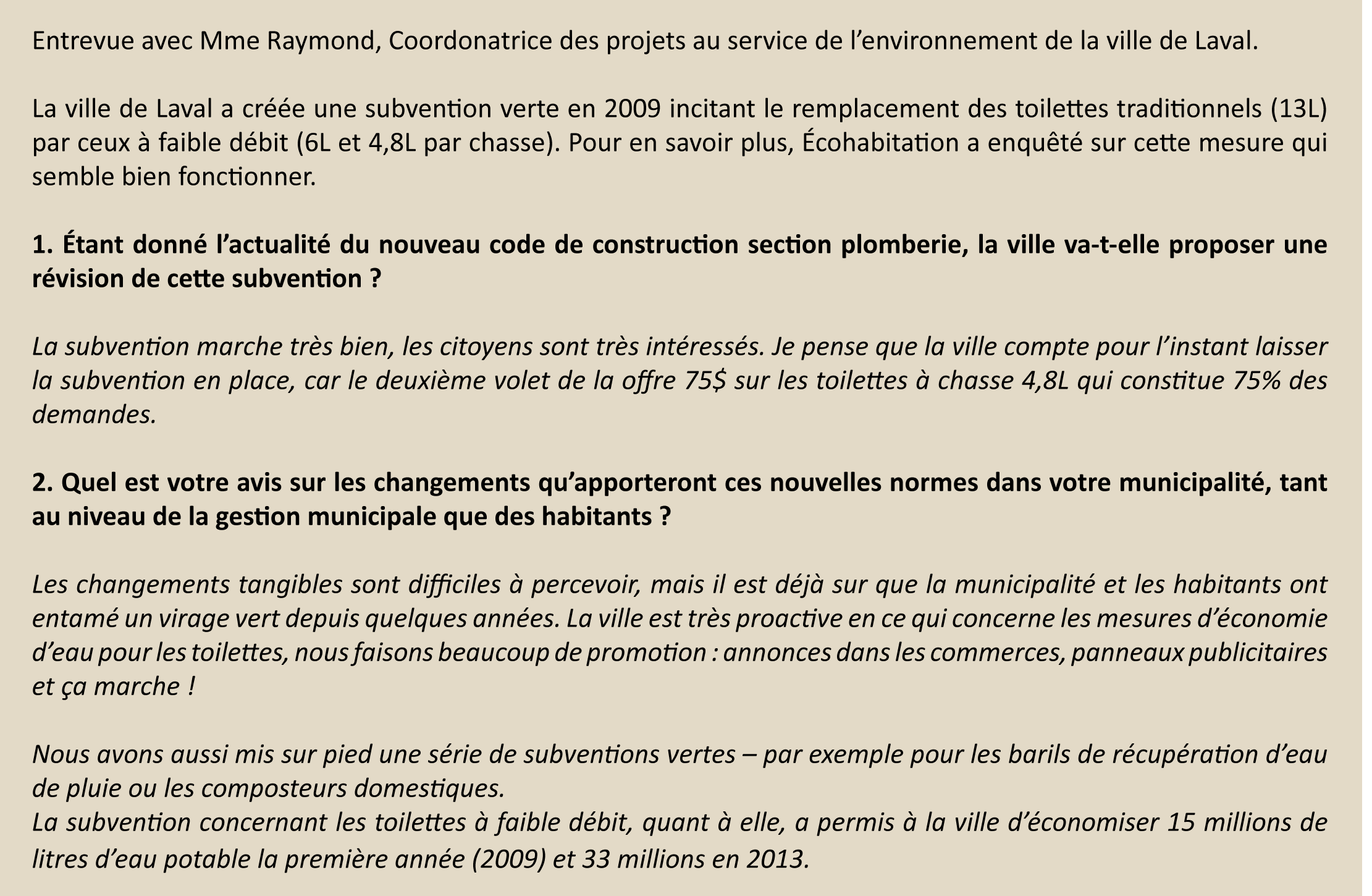 entrevue avec Mme Raymond